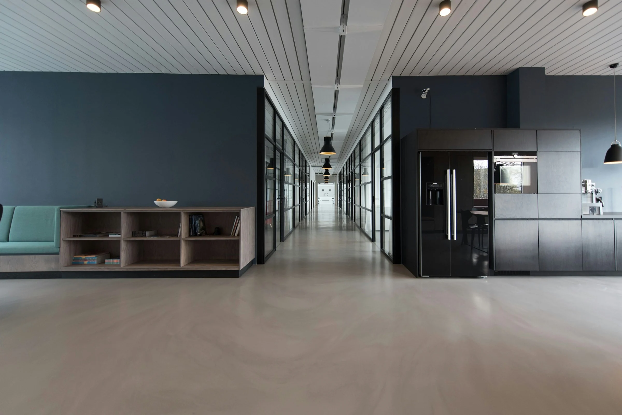 Modern corporate office interior fit-out with ergonomic architectural design